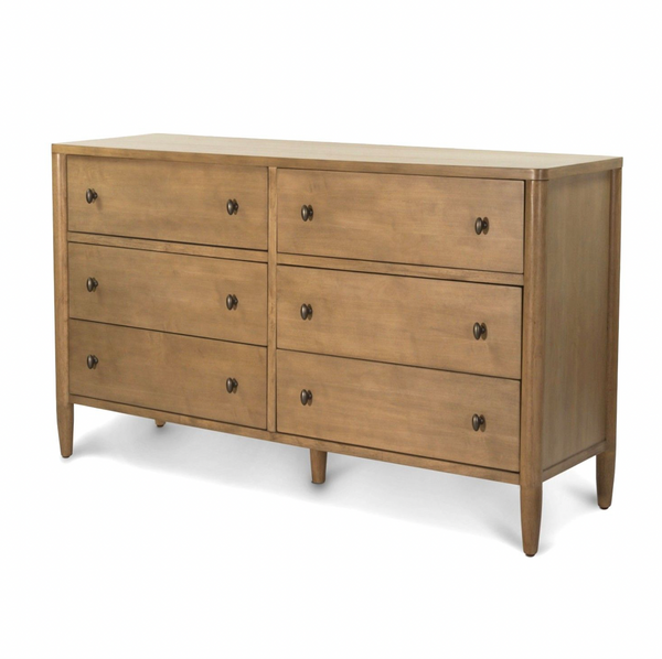 sloane mid-century modern caramel 6-drawer 52 in. solid wood dresser Chatham 6 Drawer Dresser – Lineage Collections