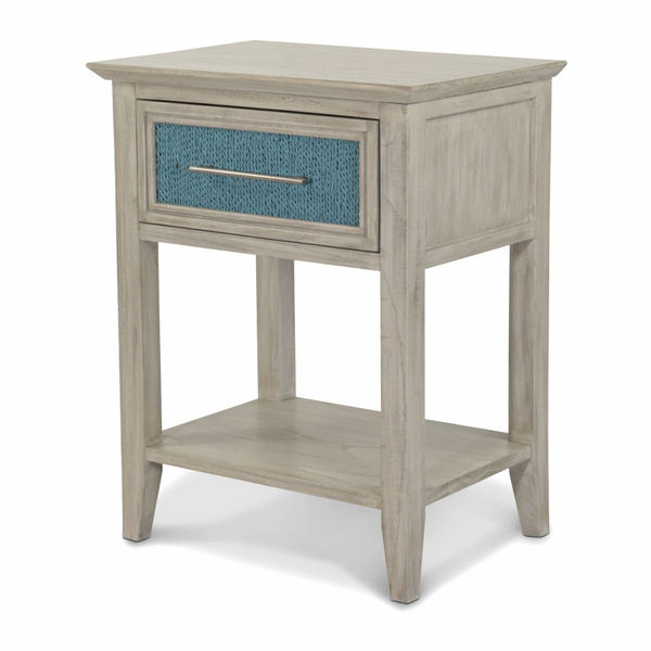Ocean Isles 1 Drawer Woven Nightstand w/ Power and USB A + C front view