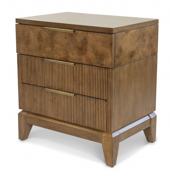 Manhattan Valley 3 Drawer Nightstand w/ Power and USB A + C front view
