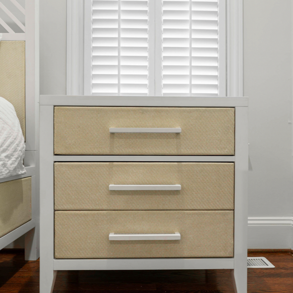 Miramar Electrified 3-Drawer Woven Nightstand angle view