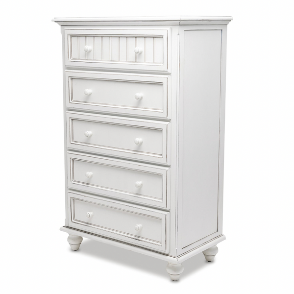 Monaco Blanc 5 Drawer Chest front view