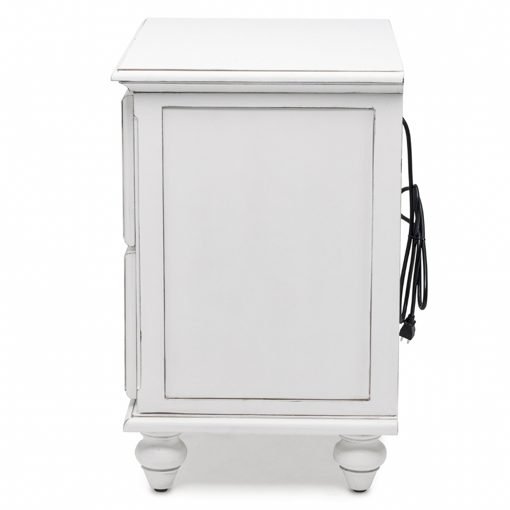 Monaco Blanc 2 Drawer Electrified Nightstand