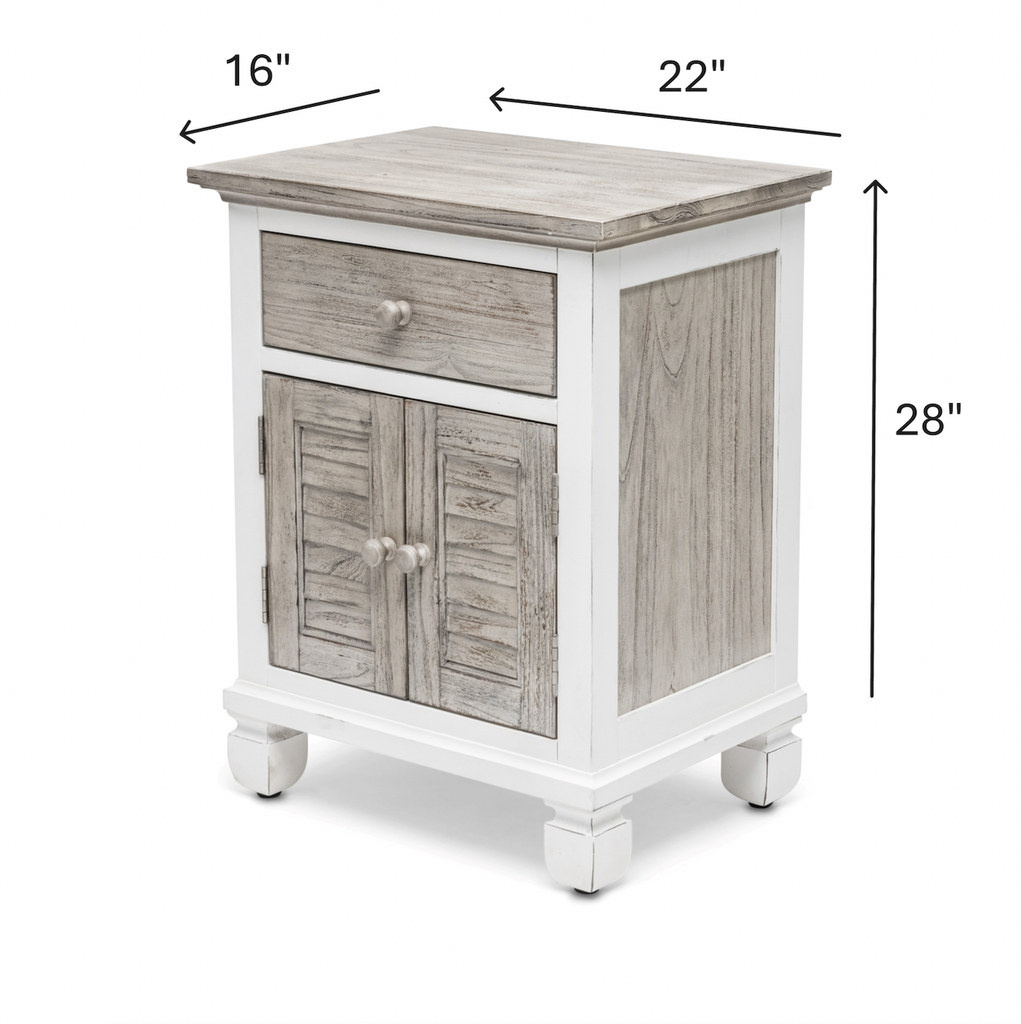 Islamorada 1-Drawer / 2-Door Electrified Coastal Nightstand