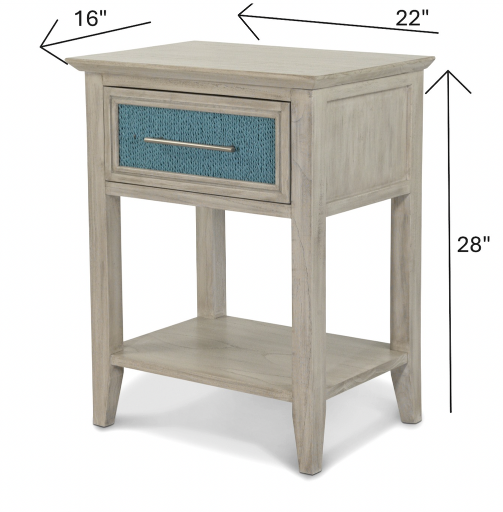 Ocean Isles 1 Drawer Woven Nightstand w/ Power and USB A + C