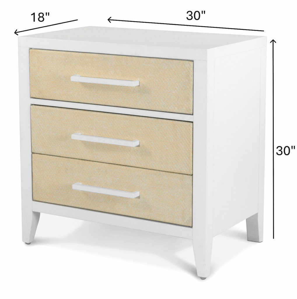 Miramar Electrified 3-Drawer Woven Nightstand