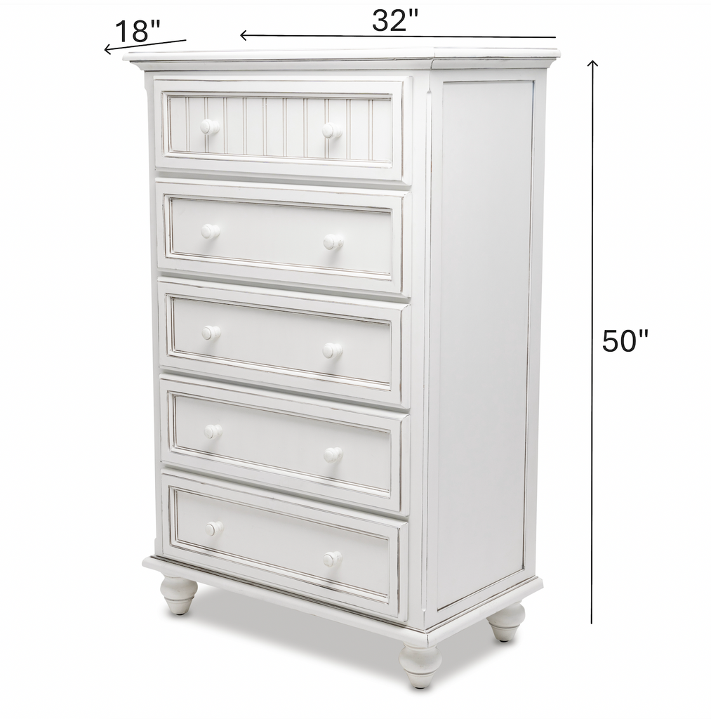 Monaco Blanc 5 Drawer Chest