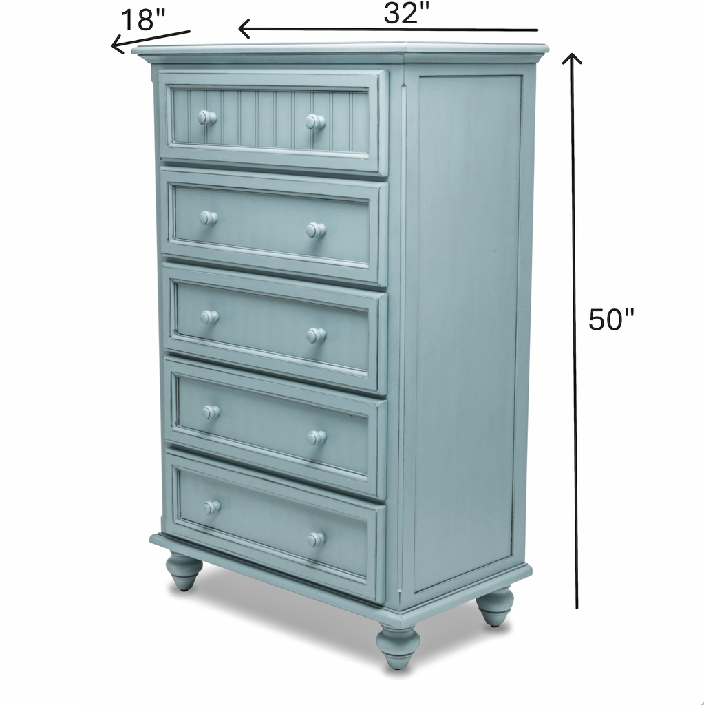 Monaco Bleu 5 Drawer Chest
