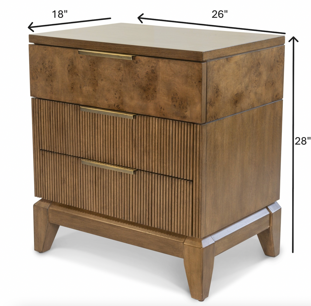Manhattan Valley 3 Drawer Nightstand w/ Power and USB A + C