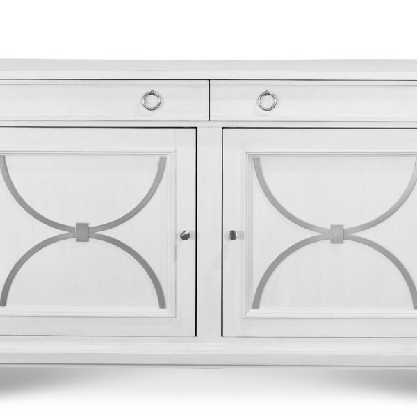 Point Breeze Credenza w/ Metal and Silver Tray front view