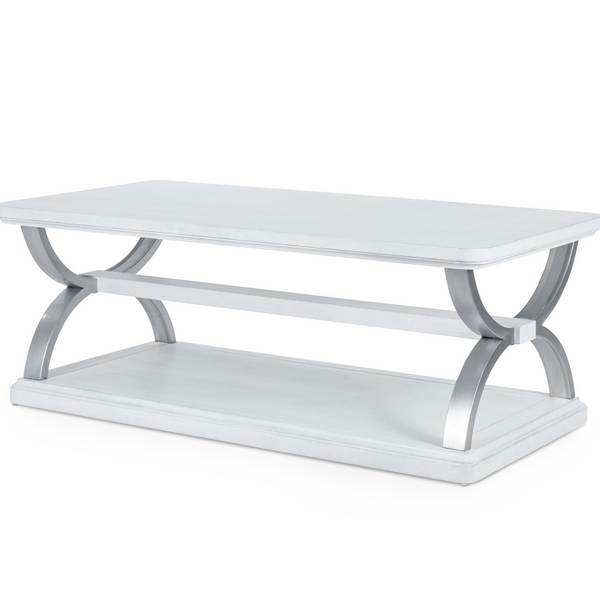 Point Breeze Rectangular Cocktail / Coffee Table w/ Metal and Castors front view