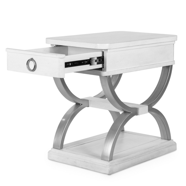 Point Breeze 1-Drawer Chairside Table w/ Metal angle view