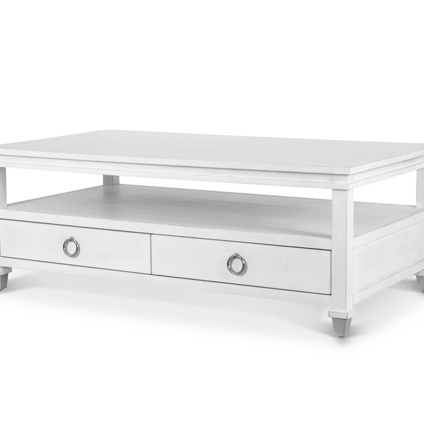 Point Breeze 2-Drawer Cocktail / Coffee Table w/ Castors front view