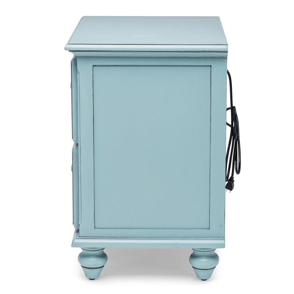 Monaco Bleu 2 Drawer Electrified Nightstand