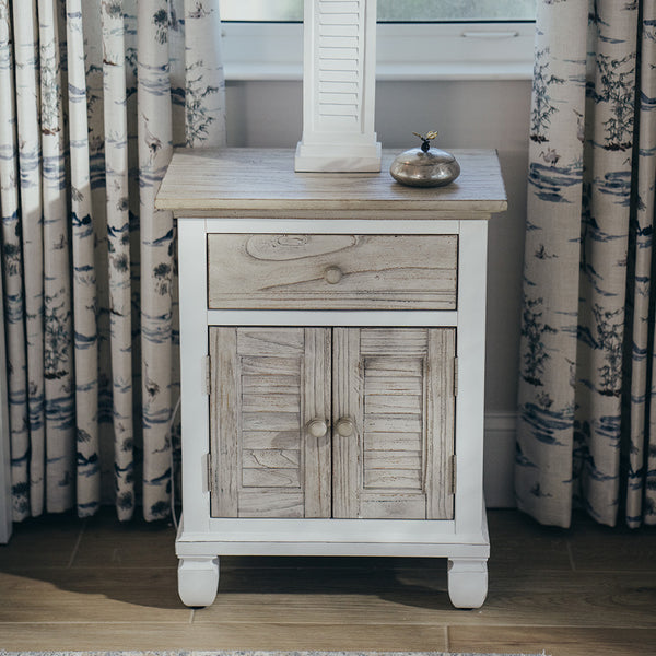 Islamorada 1-Drawer / 2-Door Electrified Coastal Nightstand angle view