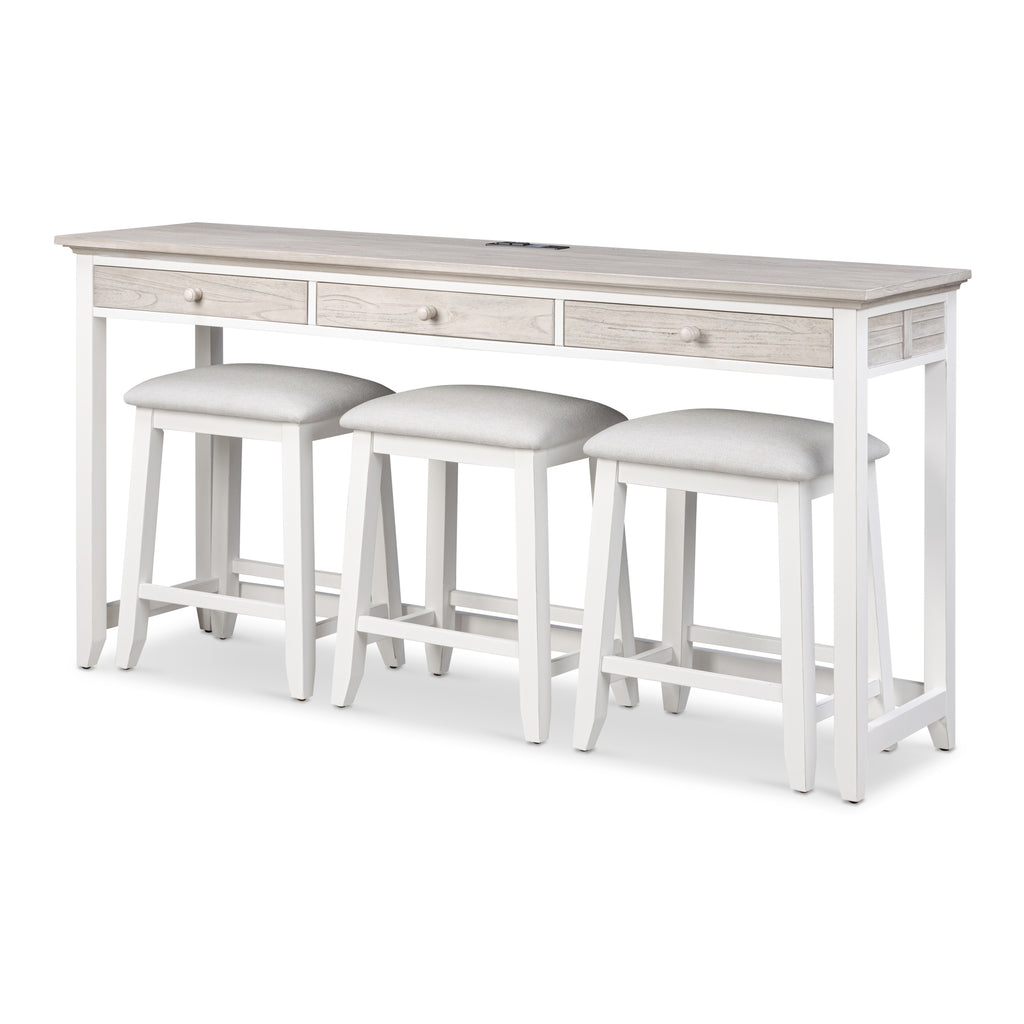 Islamorada 3-Drawer Console w/ Power and 3 Stools- Complete Set