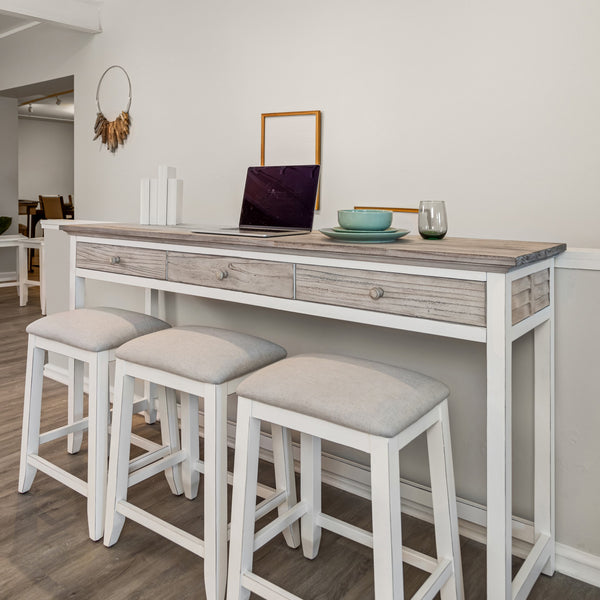 Islamorada 3-Drawer Console w/ Power and 3 Stools- Complete Set angle view