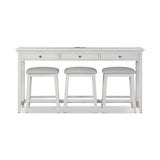 Surfside 3-Drawer Console w/ Power and 3 Stools- Complete Set
