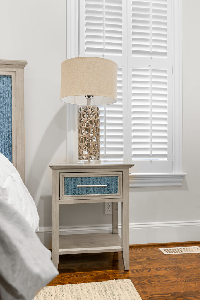 Ocean Isles 1 Drawer Woven Nightstand w/ Power and USB A + C