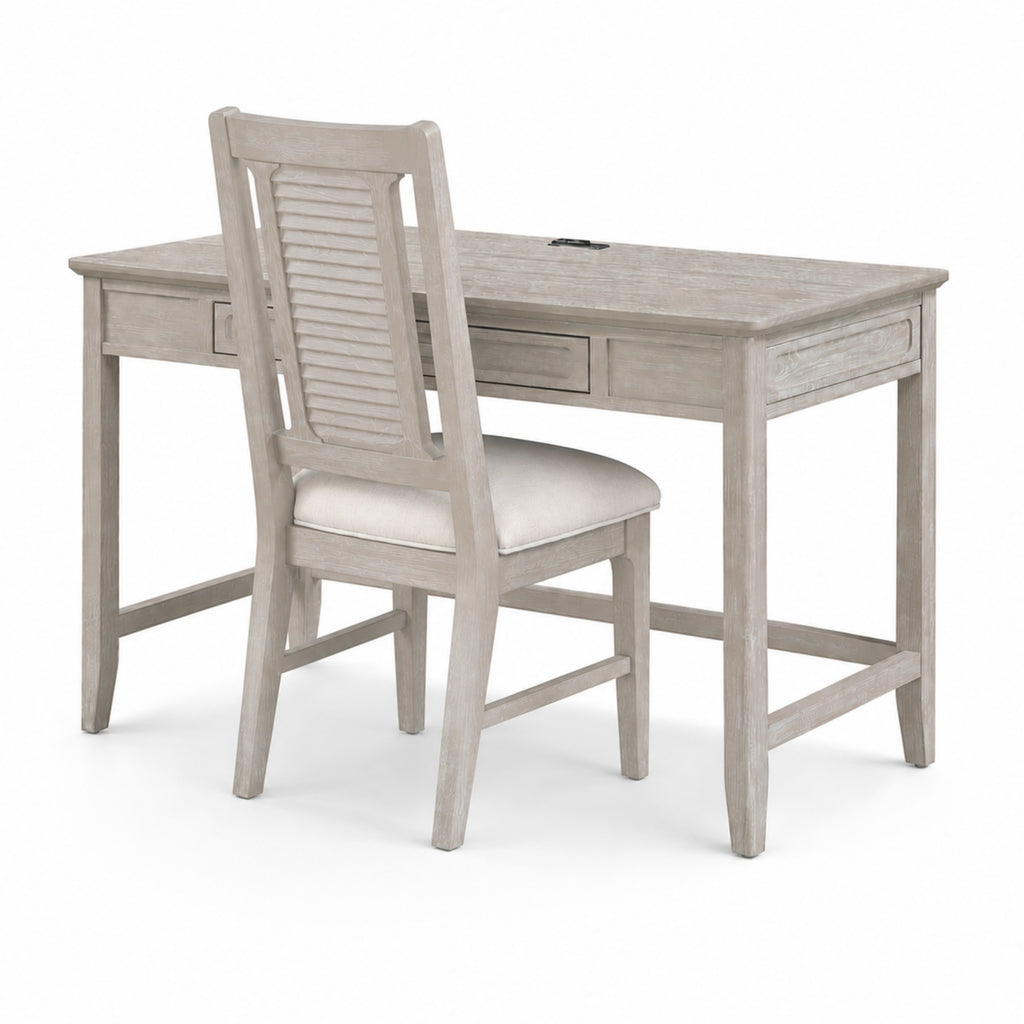 Cape May Writing Desk w/ Power and Upholstered Shutter Back Chair