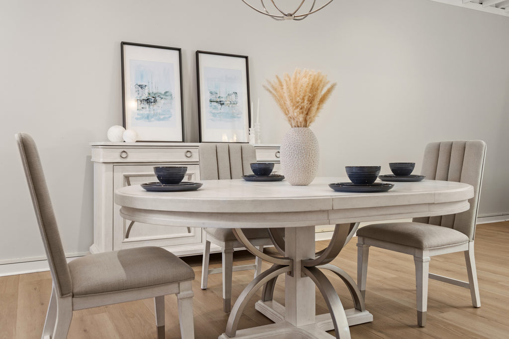 Point Breeze Round Dining Table w/ Metal and 20" Leaf