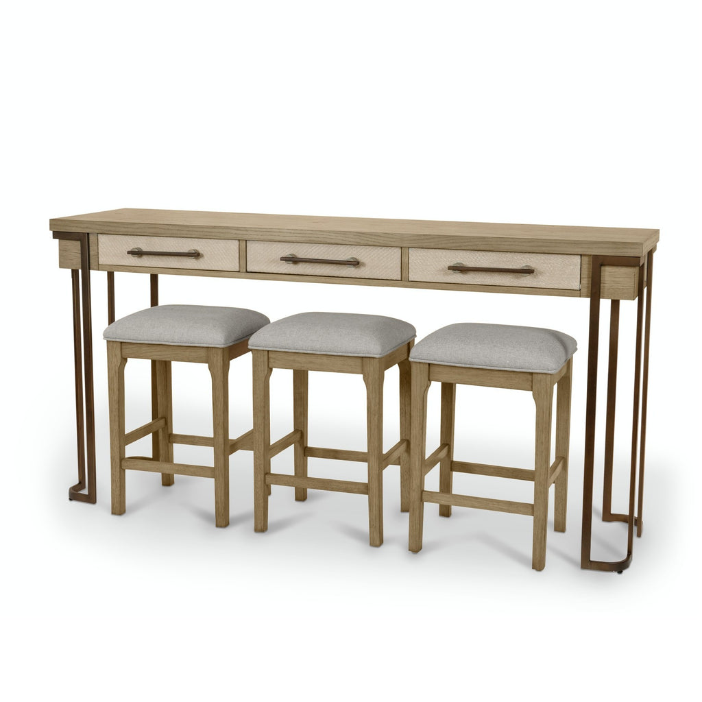 Rio Vista 3-Drawer Console w/ Power and 3 Stools- Complete Set