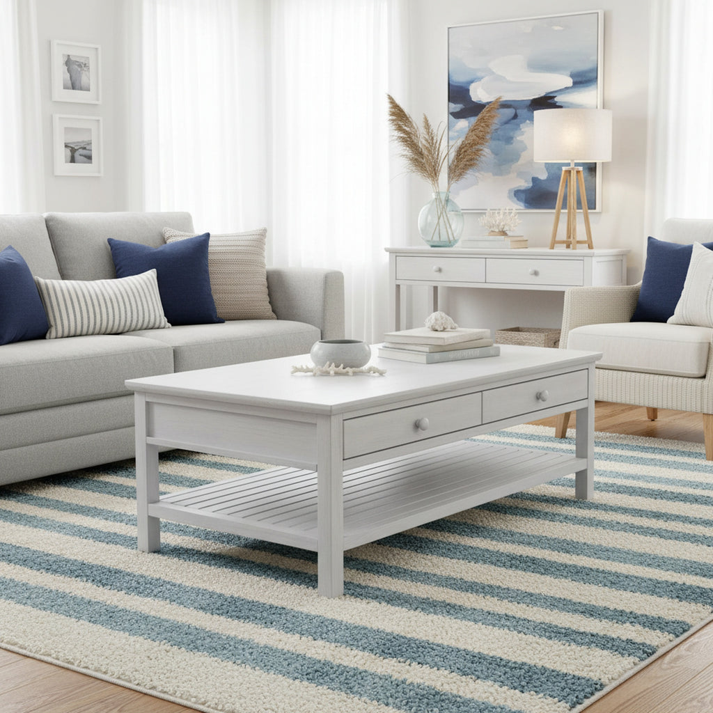 Geneva 2-Drawer Cocktail / Coffee Table w/ Castors