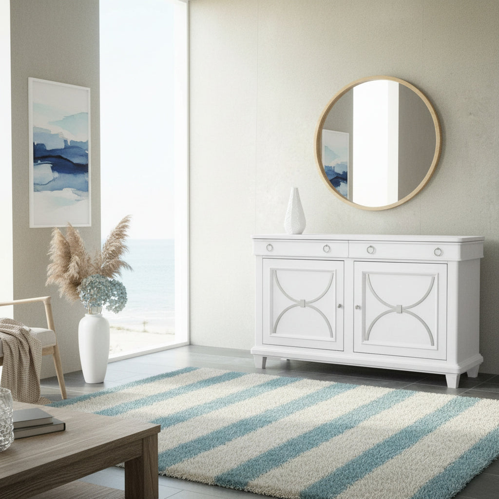 Point Breeze Credenza w/ Metal and Silver Tray