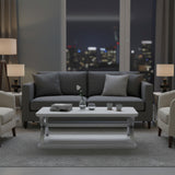 Point Breeze Rectangular Cocktail / Coffee Table w/ Metal and Castors