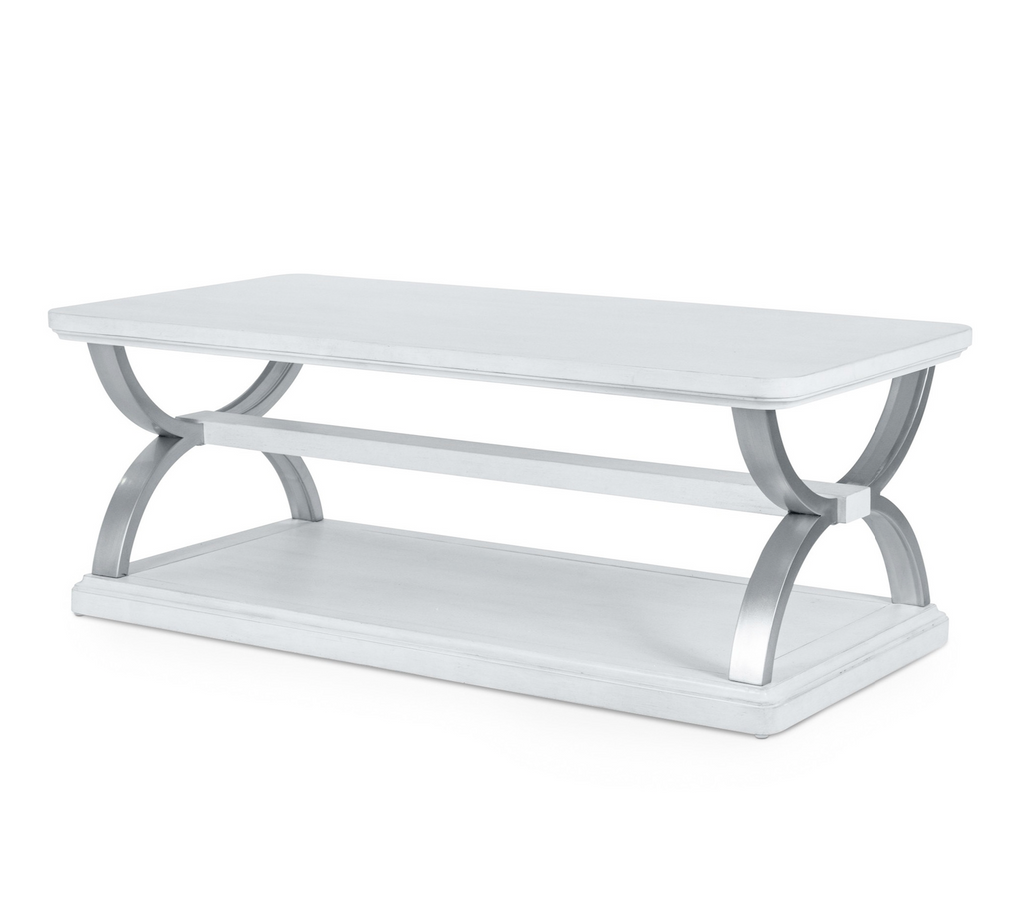 Point Breeze Rectangular Cocktail / Coffee Table w/ Metal and Castors