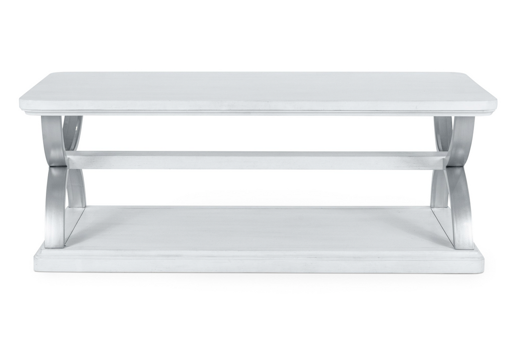 Point Breeze Rectangular Cocktail / Coffee Table w/ Metal and Castors
