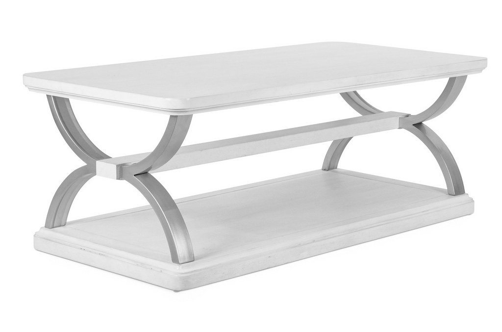 Point Breeze Rectangular Cocktail / Coffee Table w/ Metal and Castors