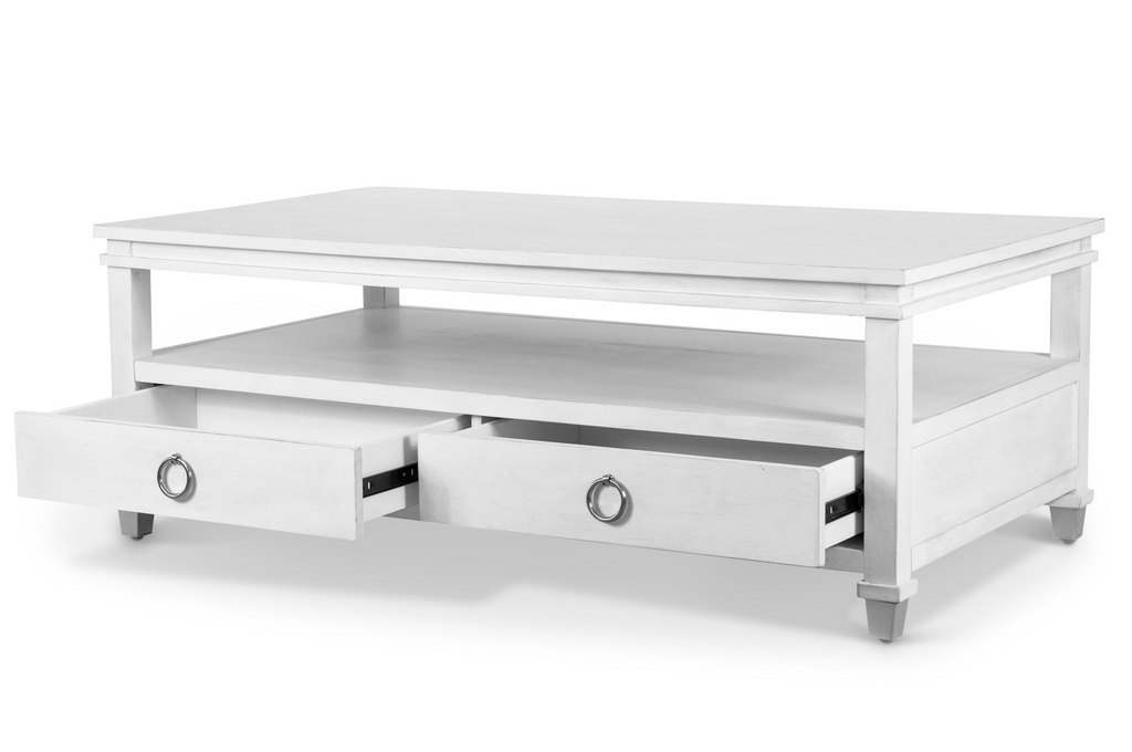 Point Breeze 2-Drawer Cocktail / Coffee Table w/ Castors