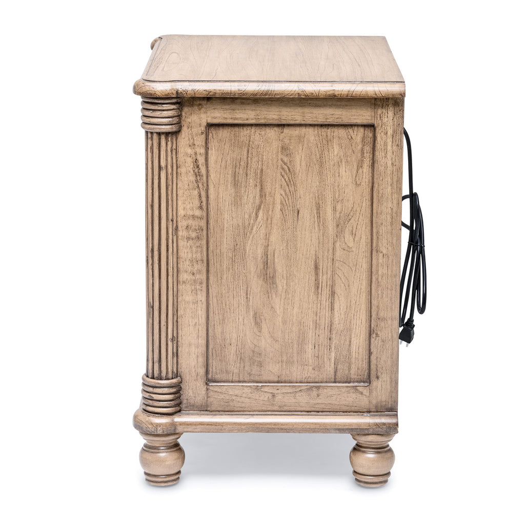 Malibu 2-Drawer Electrified Wood Nightstand