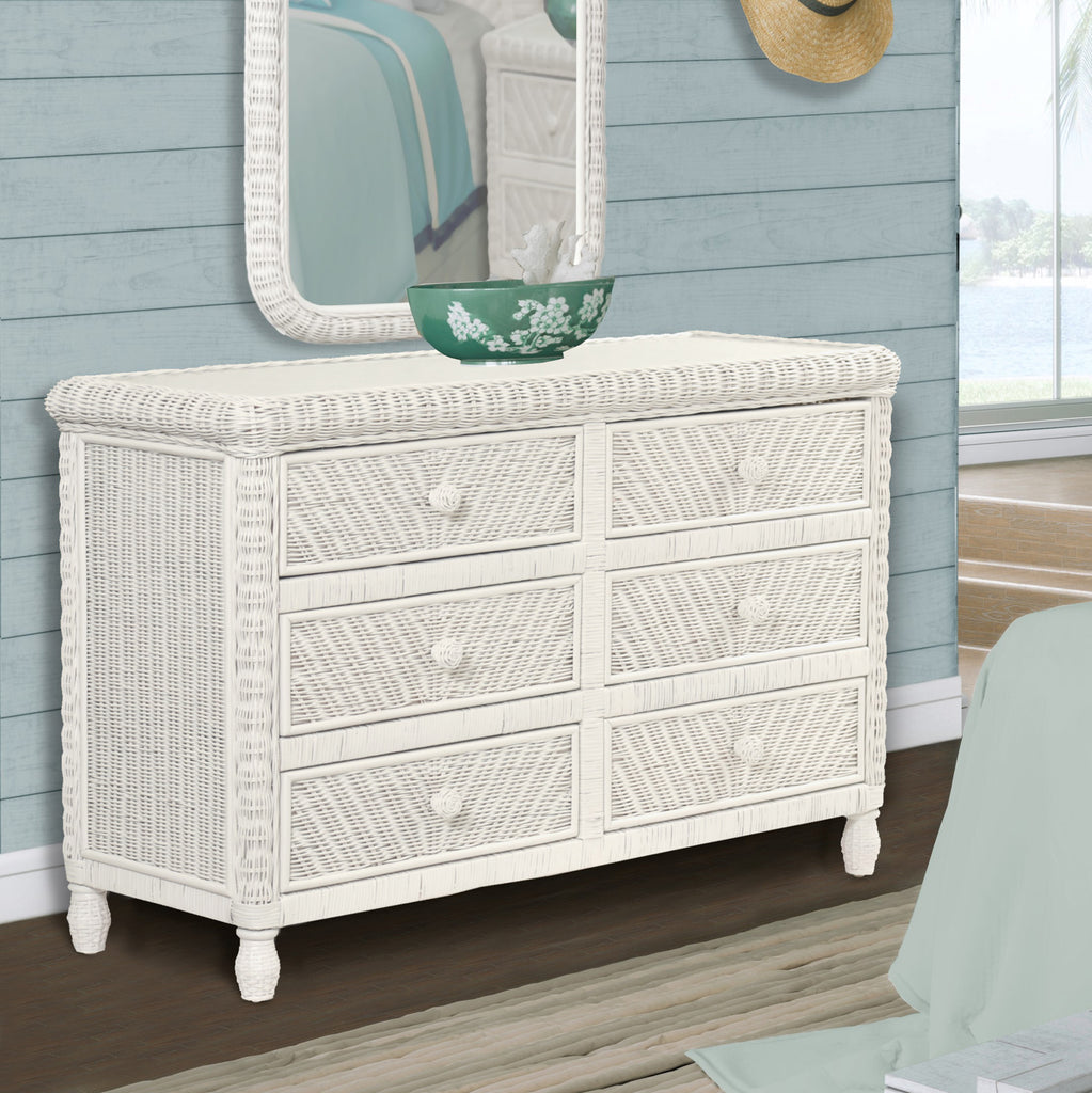 Santa Cruz 6 Drawer Dresser w/ Glass Top